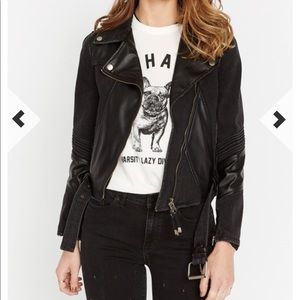 Black Leather/Denim biker jacket